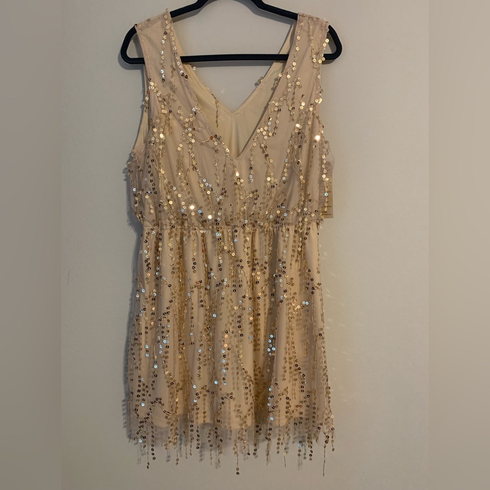 NWT Southern Fries Chics gold sequin party dress 14-16